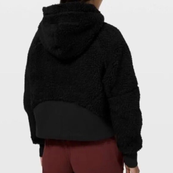 Lululemon Athletica Lulu XL/XXL Black Sherpa Teddy Bear Cropped Hoodie - Picture 2 of 13